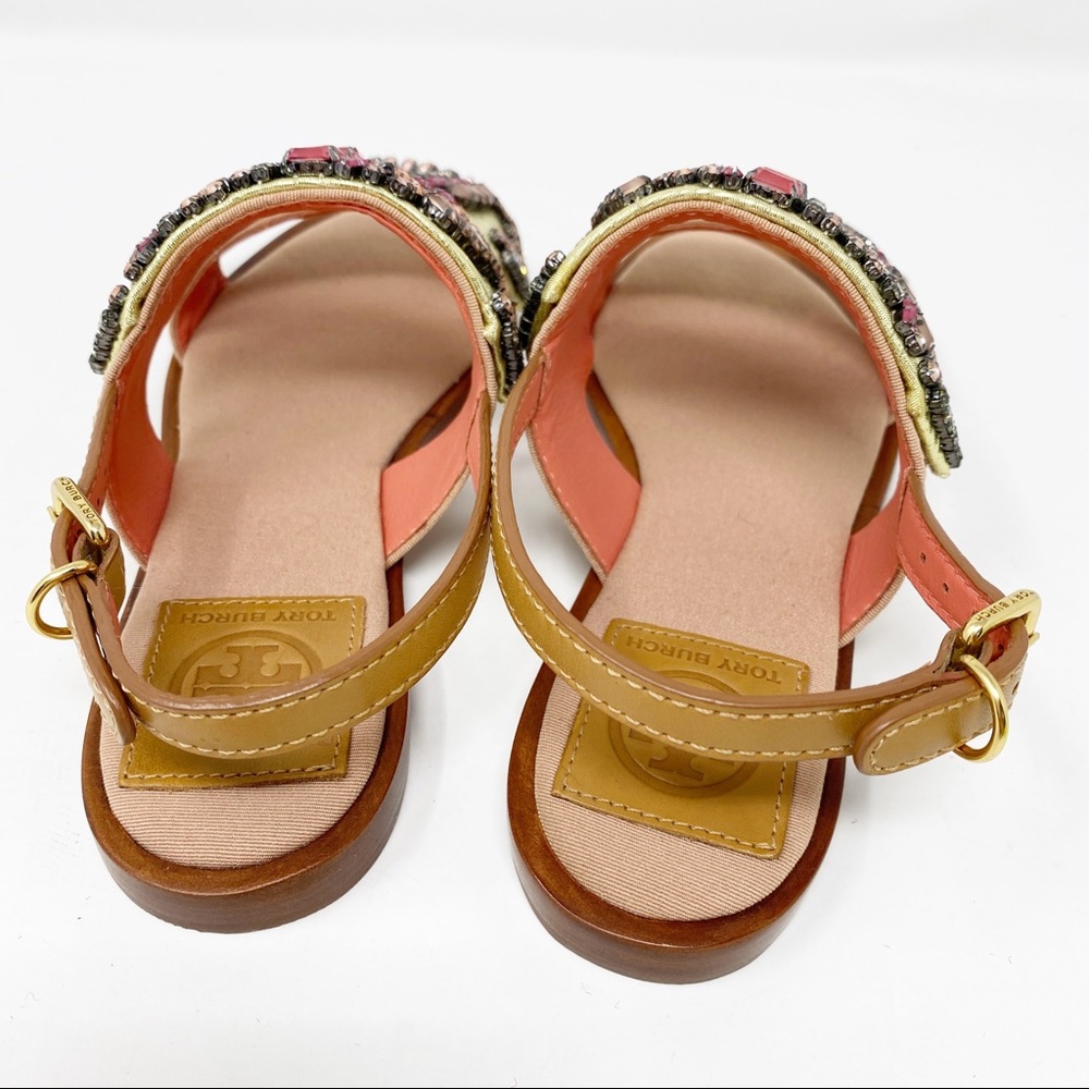 Tory Burch Tanner Beaded Jeweled Crystal Sandals 5 - Picture 4 of 7